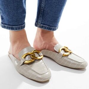 ASOS Mia wide crocodile slip on mules women’s Size 4